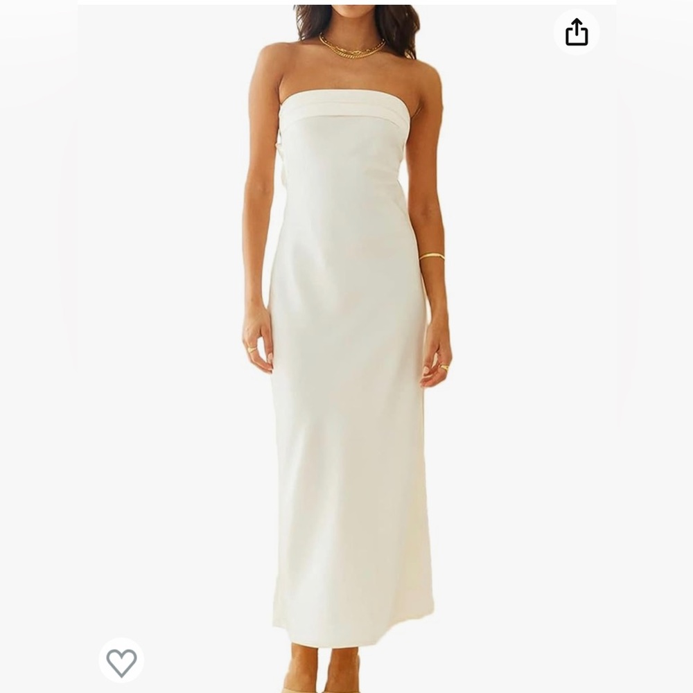 White Satin Strapless Dress